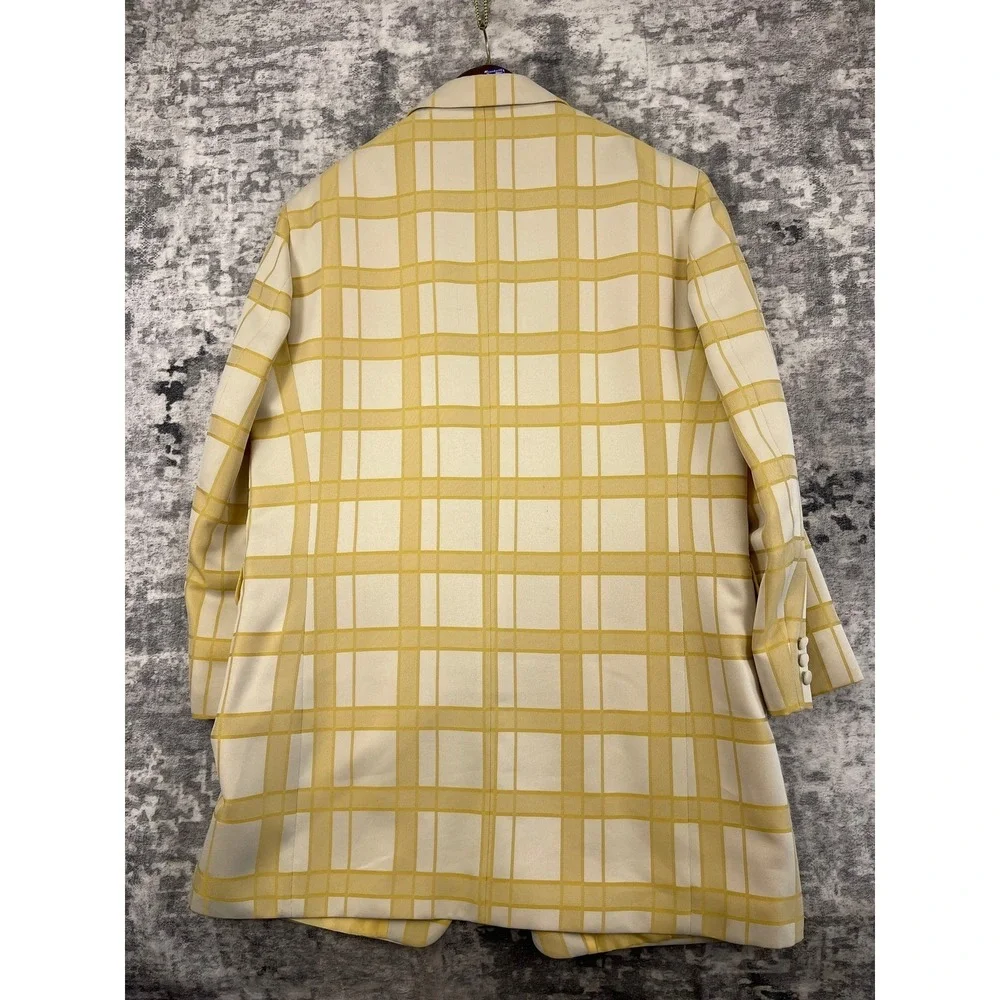 John‎ Raphael Platinum Men's 46L 38x32 Yellow Plaid 3 Piece Suit Milano Elegant